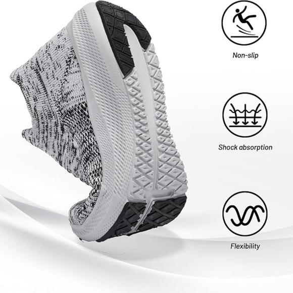 Womens Slip on Walking Shoes Comfort Lightweight Breathable Sock Shoe Non-Slip - Picture 5 of 5